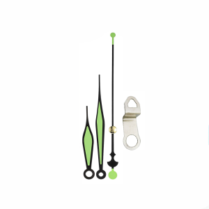 (#018) Clock movement kit. 3 1/2" luminous hands with HANGER, choose short to long shafts